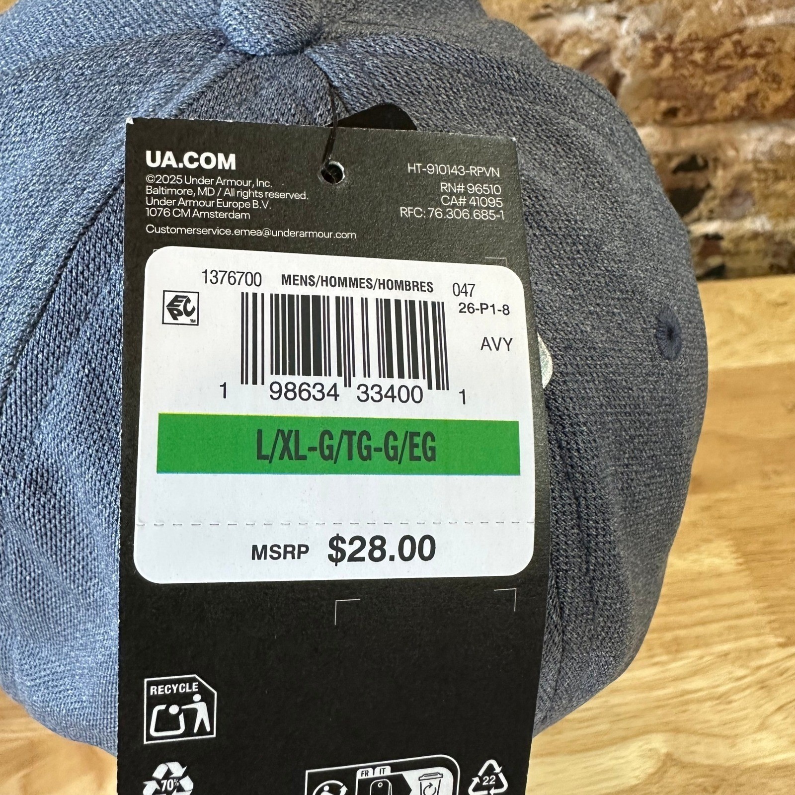 Under Armour UA Men's Blue w/blue logo Classic Fit L/XL Cap Hat NWT