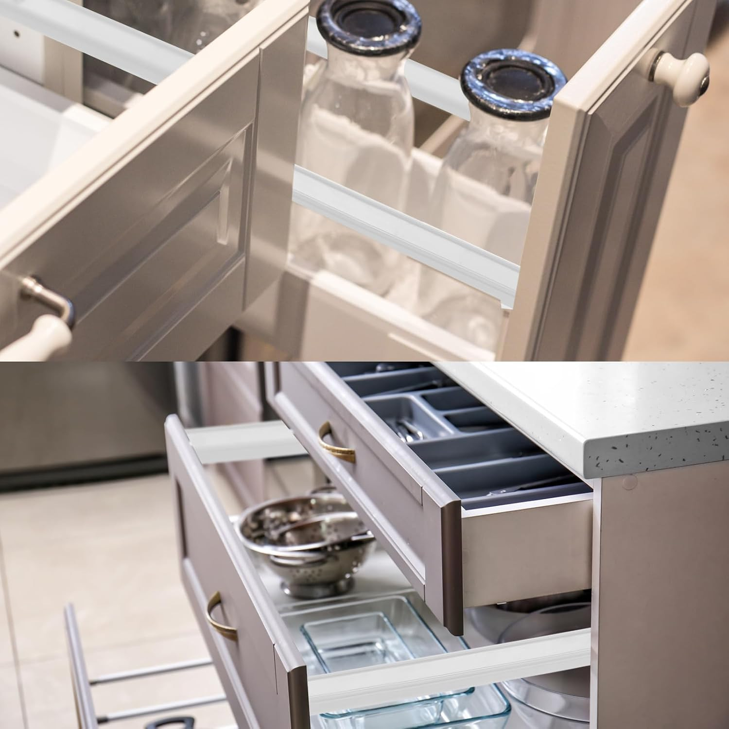 9 Inch Drawer Slides, 2 Pcs Plastic Guide Rails Side Mounted Rails with Mount...