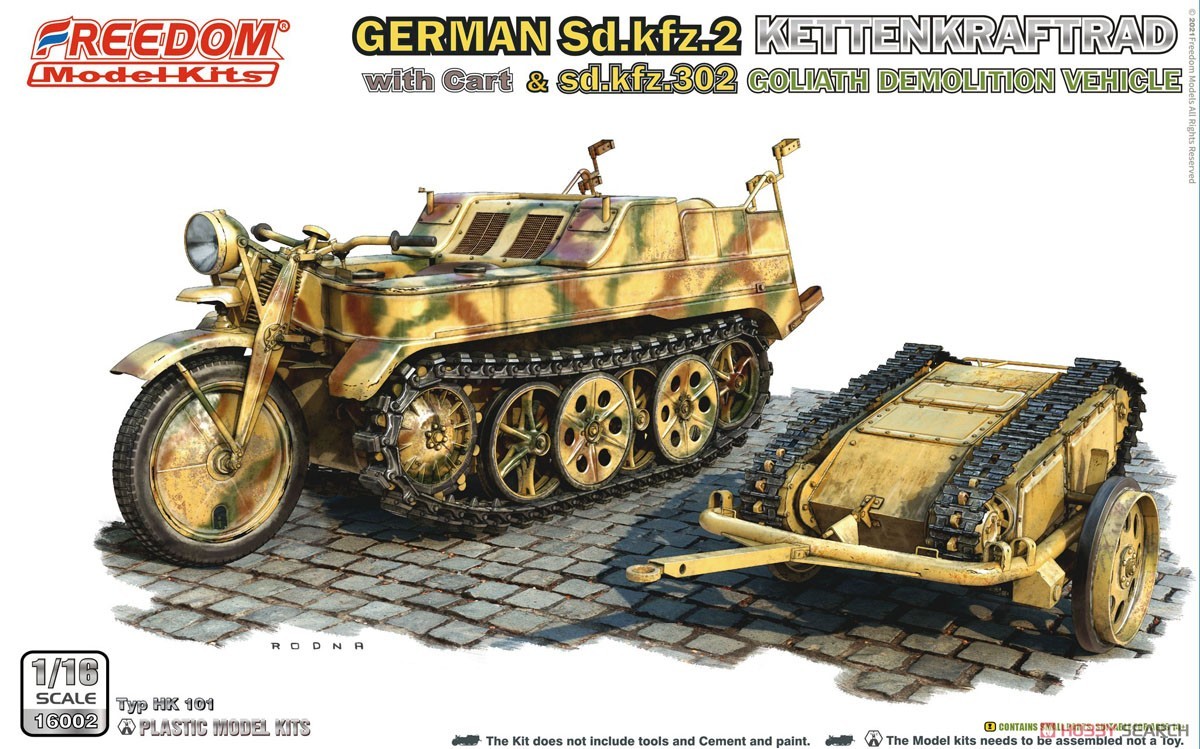 WW.II German Sdkfz.2 Kettenkraftrad & Goliath Demolition Vehicle & Driver Figure