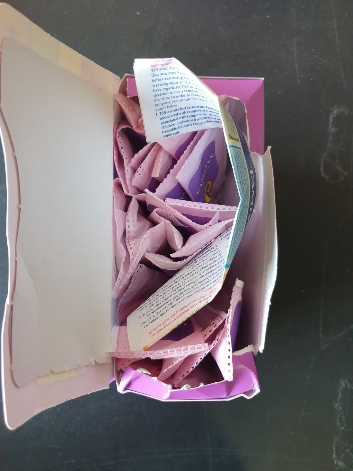 Tampax Radiant Tampons LeakGuard Braid Regular/Super Absorbency 2-Pack Open Box