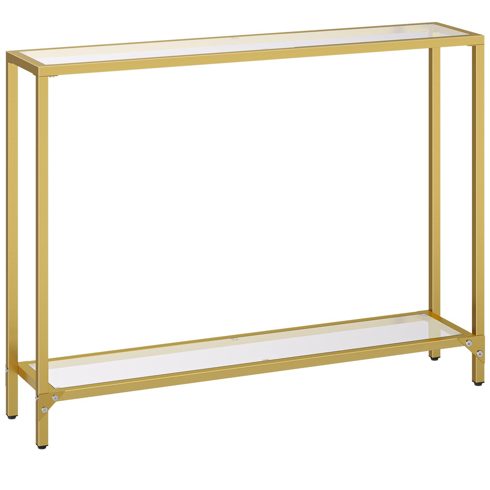 HOOBRO 39.4" Narrow Console Table, Tempered Glass Sofa Table, Behind Couch Ta...