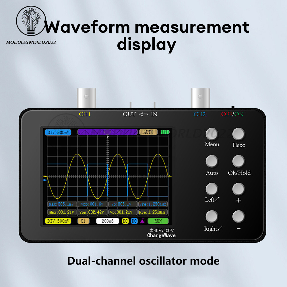 Dual Channel Digital Oscilloscope Bandwidth 10MHZ Signal Generator 3.2 inch LCD