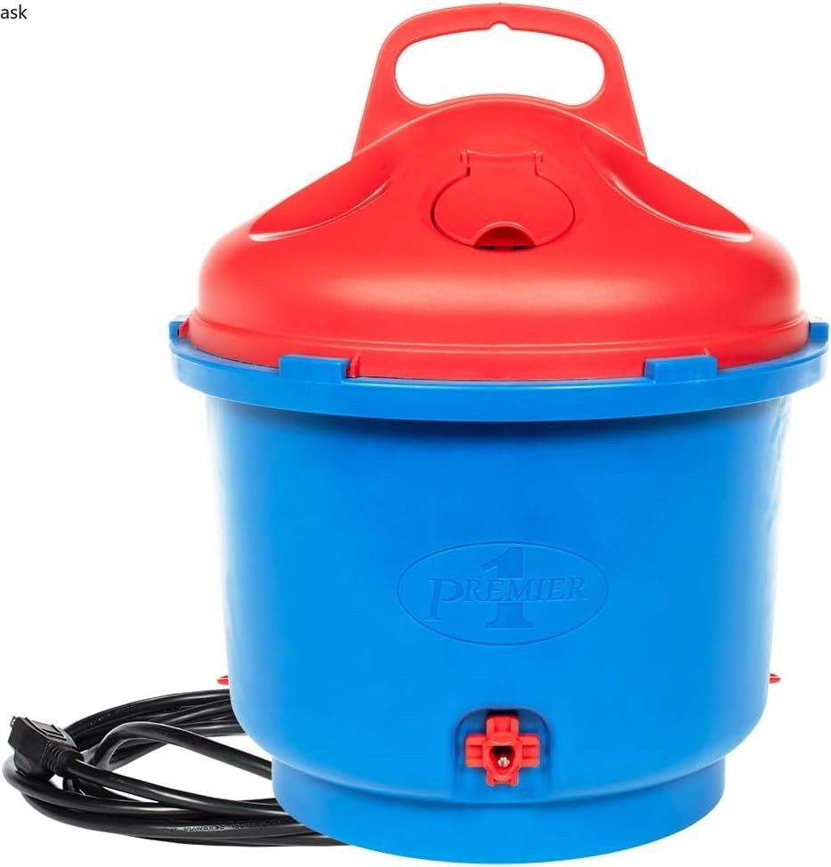 Premier 1 All-Season Heated Poultry Waterer for Chickens & Ducks – 3 Gallon