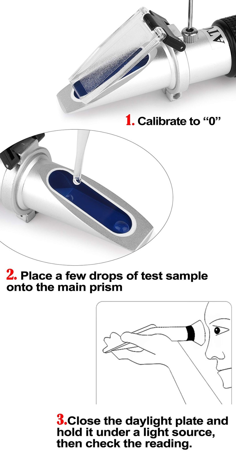 Brix Meter Refractometer 0~32%, Handheld Brix Refractometer Sugar Content Tes...