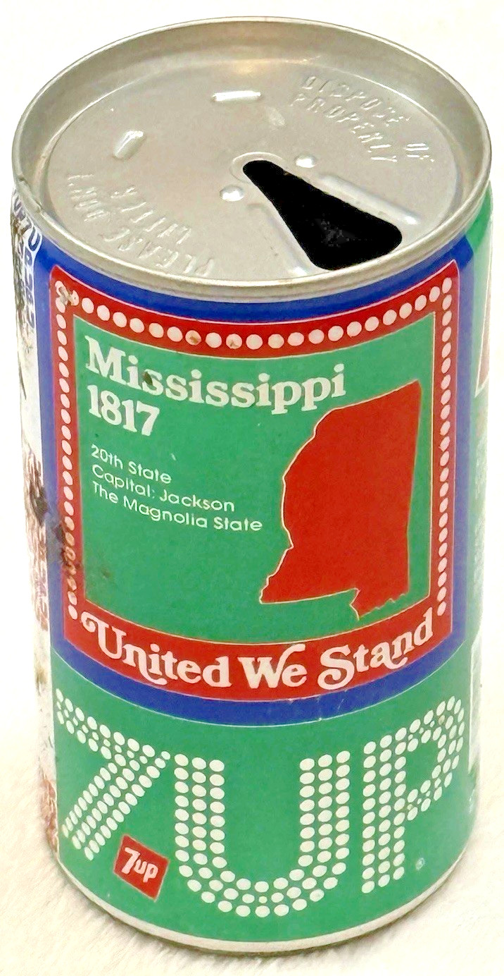 1970's 7 Up-The UnCola-Lemon🍋Lime🍋‍🟩-Ole Mississippi-12 oz-Steel Soda-Pop Can