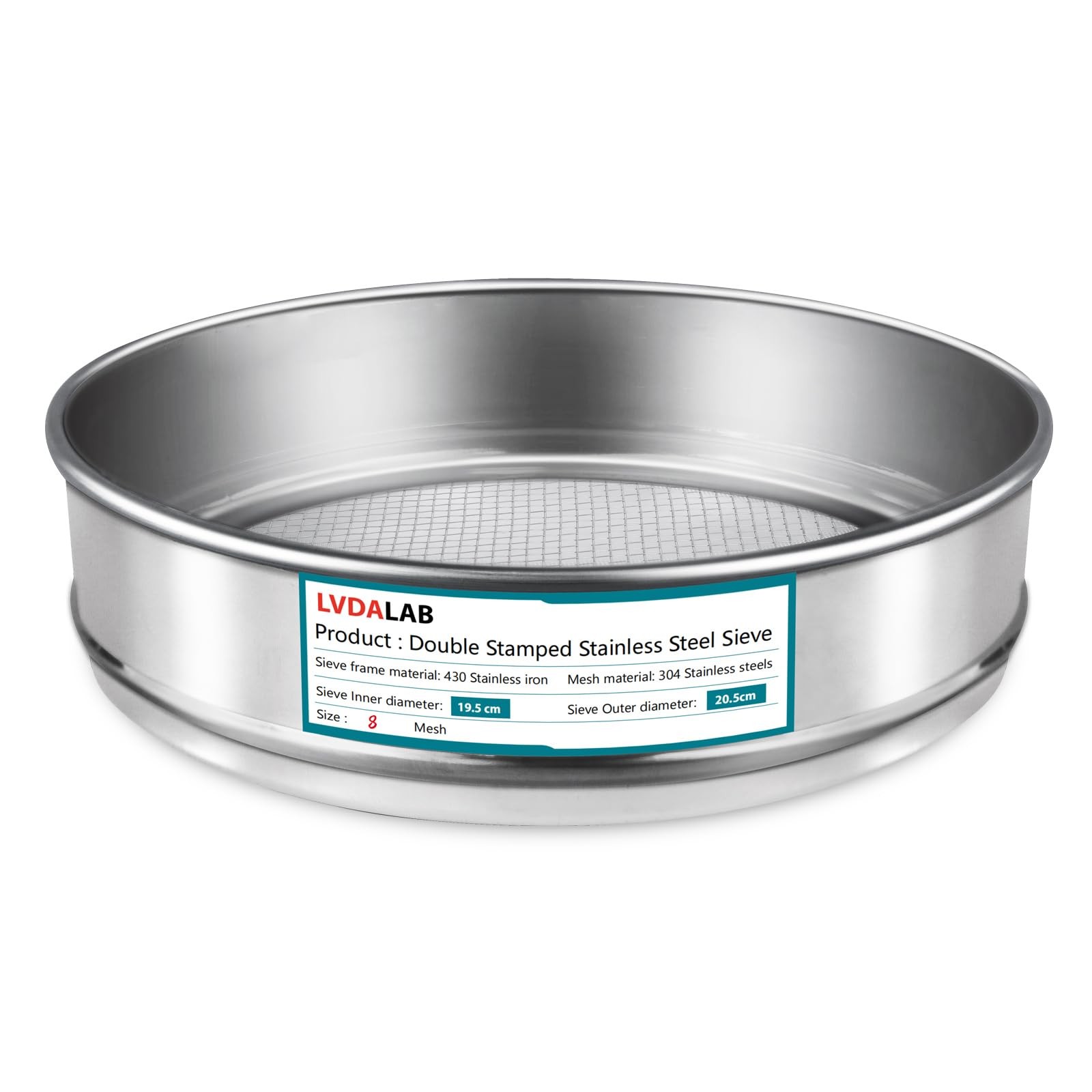 304 SS Mesh Lab Sieve 8 Mesh 2.5mm Aperture Test Sieve 7.9 Inch 20cm Dia