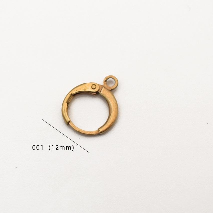 40PCS(20Pairs) Raw Brass Oval Ear Wires Hoops Component Connector 12mm BJT23-001