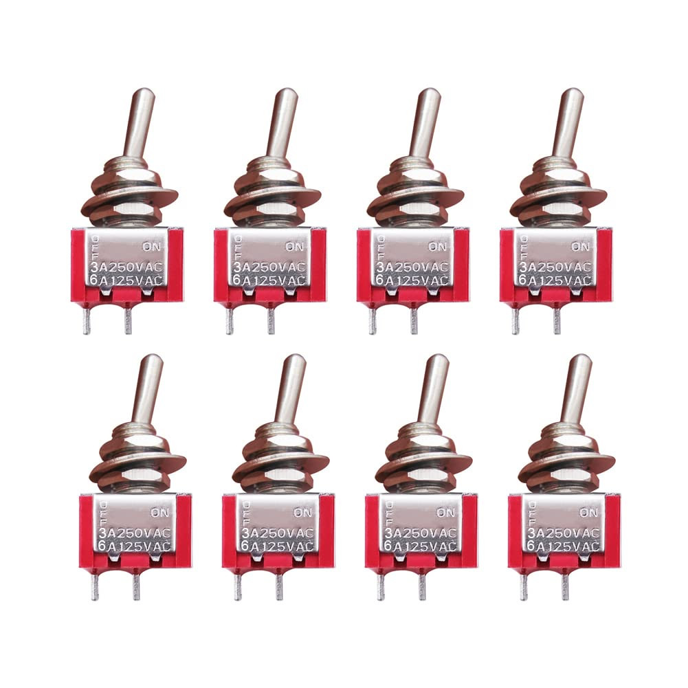 8Pcs SPST Mini Toggle Switch Miniature On/Off Switch 2 Terminal 2 Position