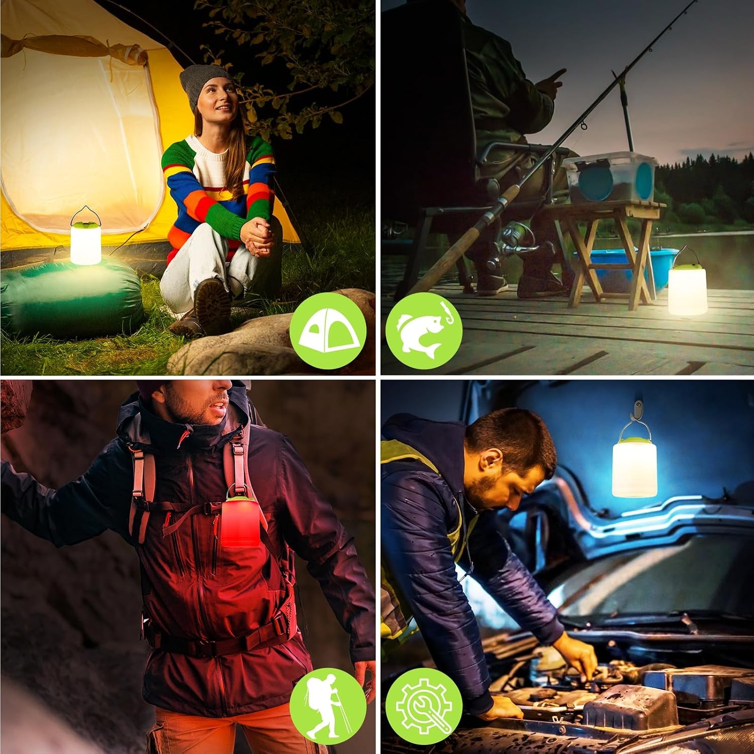 LED Camping Lantern, Rechargeable Camping Light, 4 Modes Outdoor Flashlights