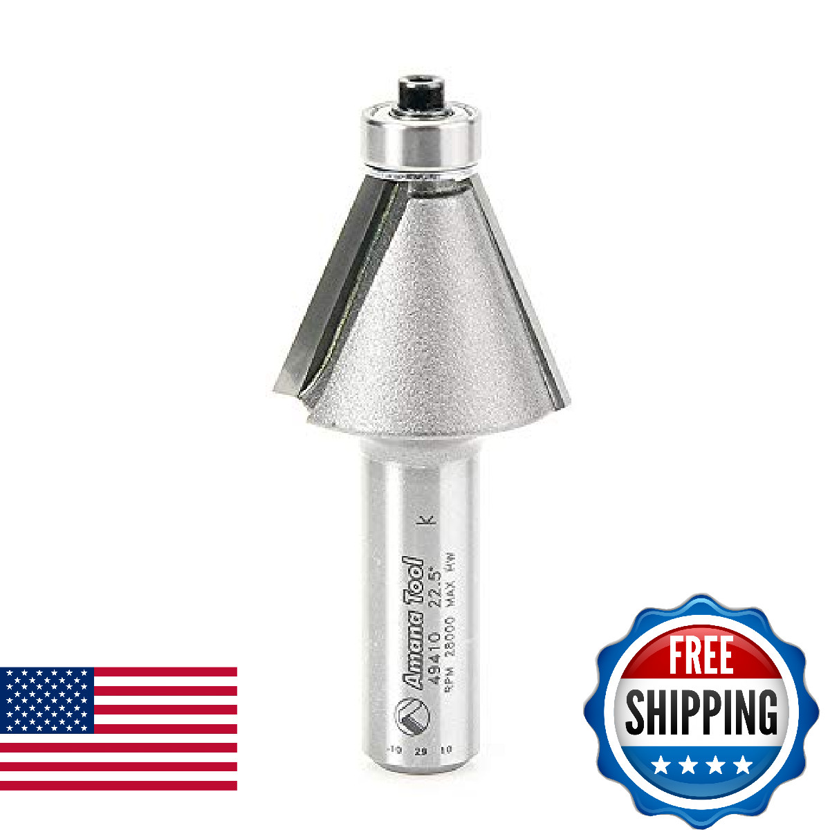 Amana Tool 49410 Carbide Tipped Chamfer 22-1/2° 1-1/4" Dia 15/16" x 1/2" Shank