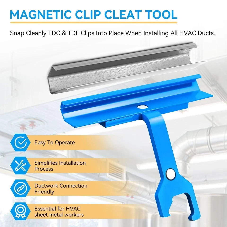 Magnetic PPC & PPF Clips/Cleat Tool For HVAC Ductwork - 4" Tdc Blue