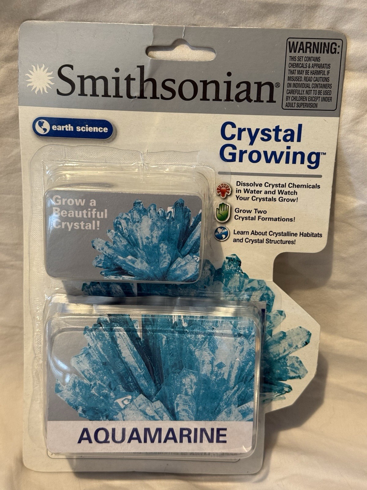 SEALED 2012 Smithsonian Earth Science “Aquamarine” Crystal Growing Kit 1.74 Oz