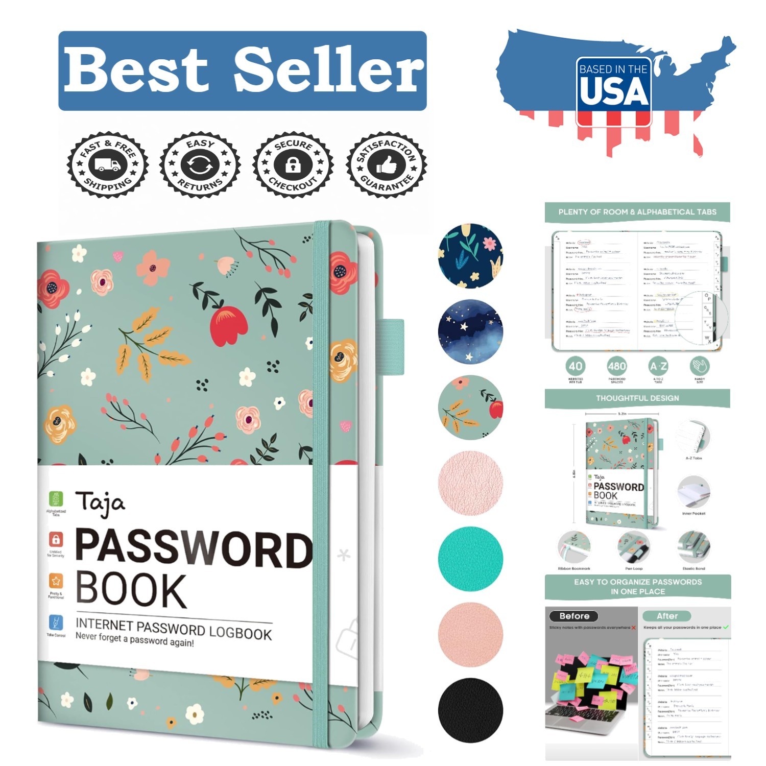 Secure Password Logbook with 136 Pages & Tabs - Ideal for Organized Living