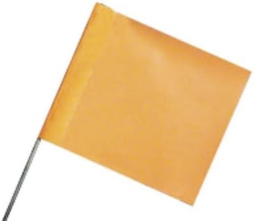 Presco Orange Glo 4in x 5in Flag and 21inch Wire Staff Marking Flags (1000