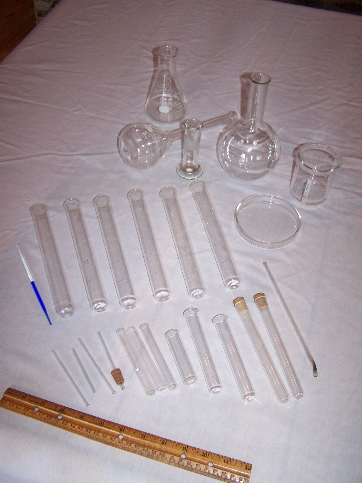 25 Piece Laboratory Glass Lot - Test Tubes Flask - Estate Find