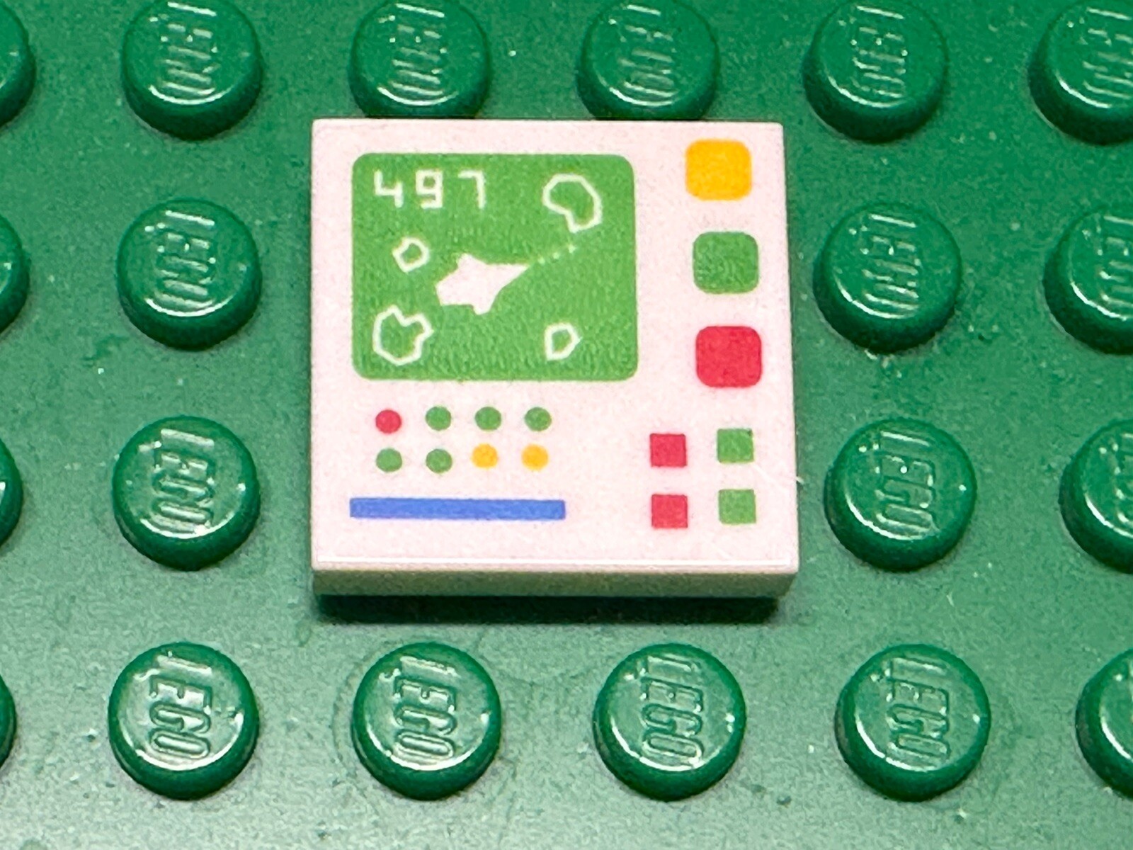 Lego Tile 2 x 2 with '497' and Galaxy Explorer on Control Screen From Set 10497