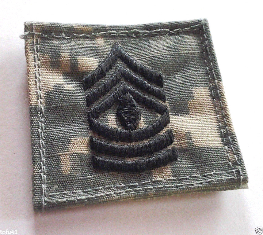 1 PAIR U.S ARMY 1ST SERGEANT RANK TABS ACU W/ HOOK BACKING (2" x 2") 100505 HO