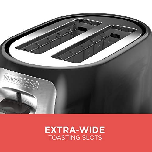 BLACK+DECKER 2-Slice Toaster Extra-Wide Slots Bagel Mode 7 Shade Settings Silver