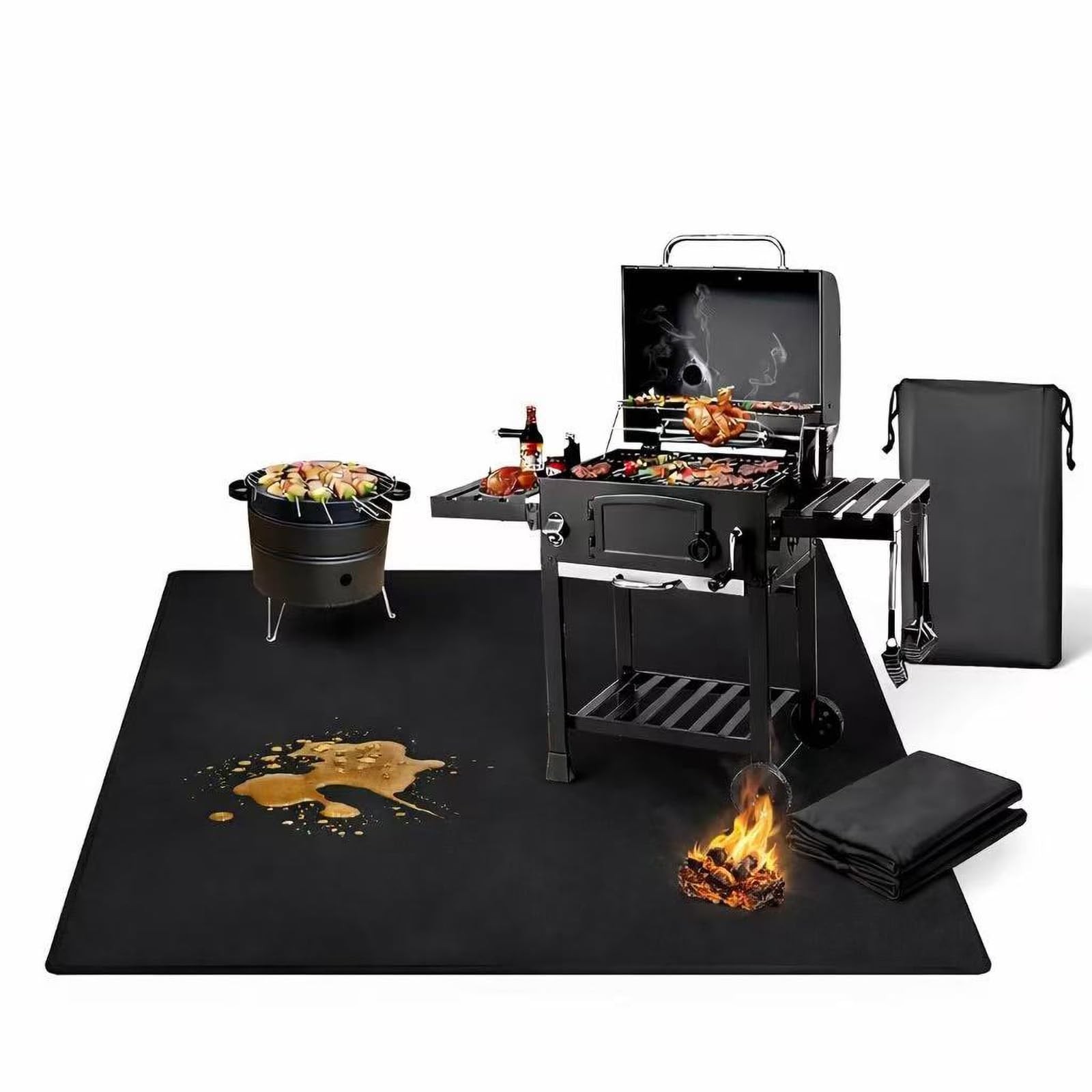 48” x 36” Under Grill Mat for Outdoor Grill – Double-Sided Fireproof & Waterp...