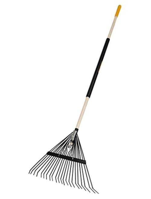 with Hardwood/Steel Handle for Lawns, Gardening, and Steel Tine Leaf Rake