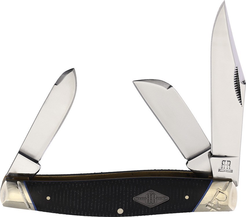 Rough Rider Stockman Black Micarta RR2214 Carbon Steel Folding Knife