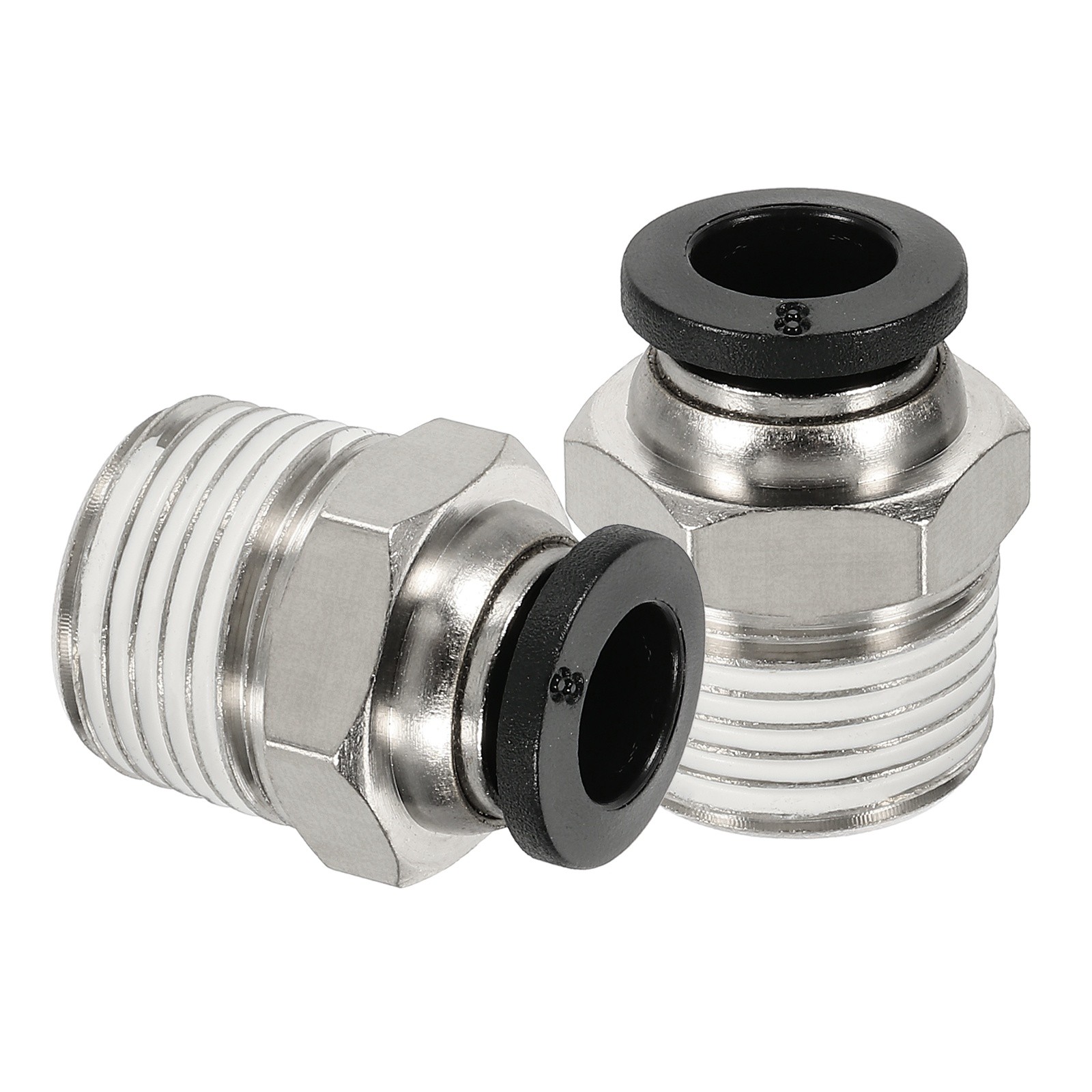 2 Pcs NPT Male 8mm Tube OD x 3/8" NPT Thread Push to Connect Fittings, Black