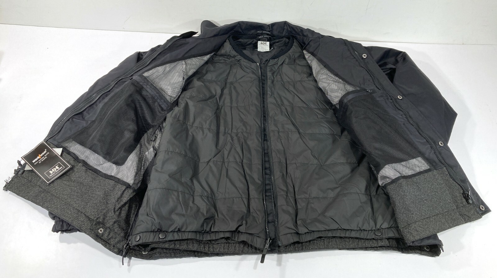 MED TALL HELLY HANSEN METRO WORK WEAR JACKET INSULATED WATERPROOF DUTY COAT BLK