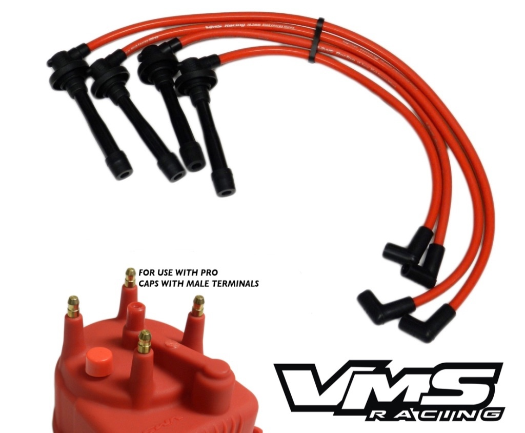 VMS RACING PRO SPARK PLUG WIRES FEMALE BOOTS FOR HONDA CIVIC B16 W/ 8296 RD