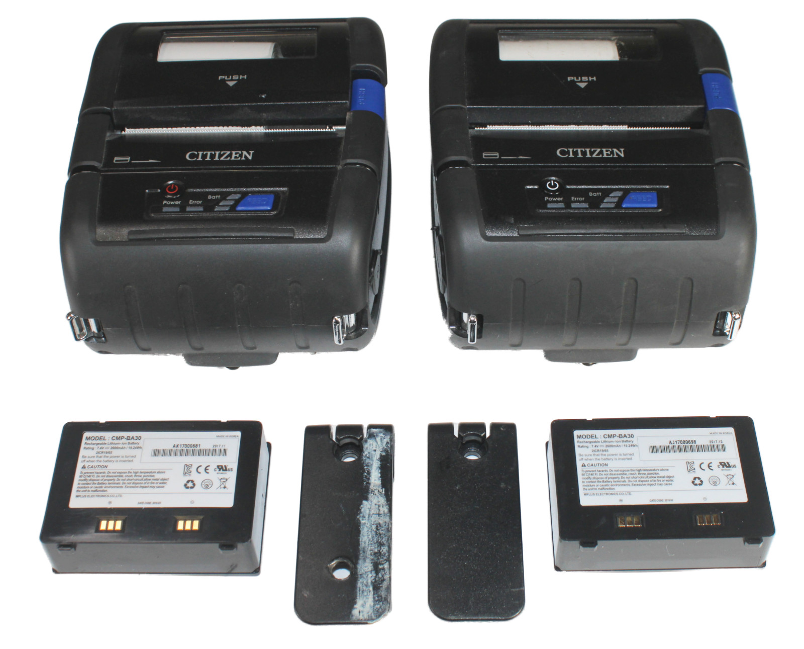 Lot of 2 Citizen CMP-30BT Bluetooth Mobile Receipt Barcode Thermal Printer