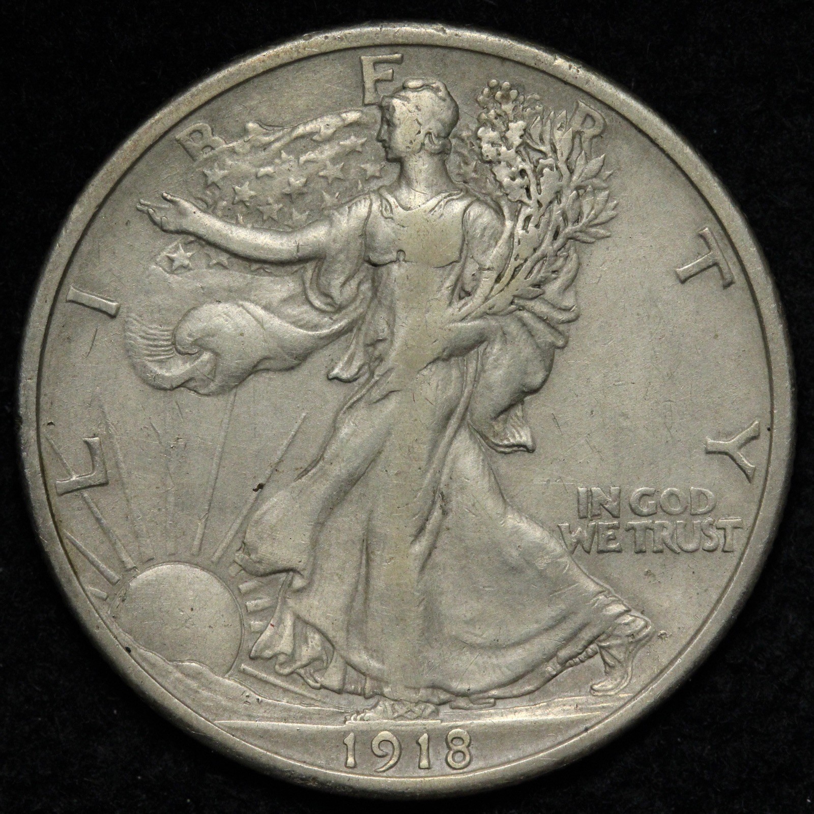1918 Walking Liberty Silver Half Dollar AU E354 KQSCJG