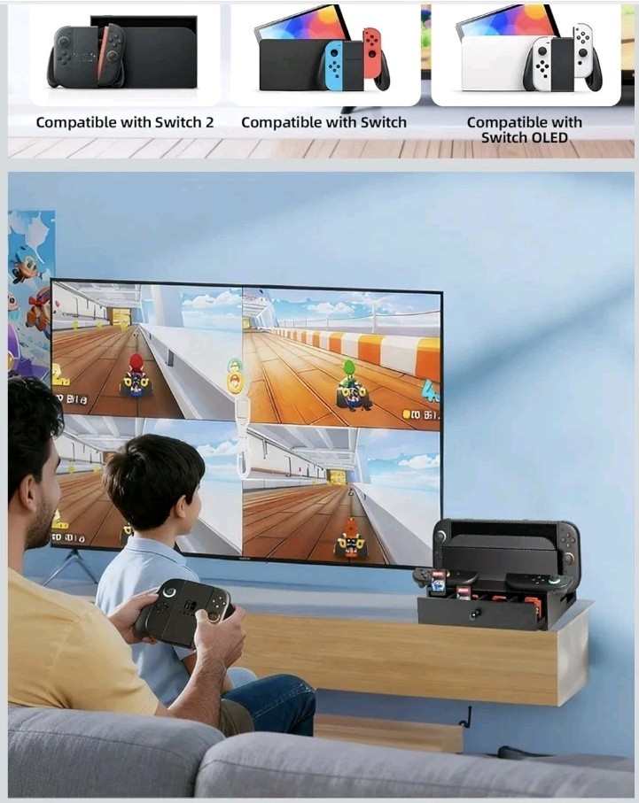 Lodaxu Wooden Wall Mount for Nintendo Switch 2/Switch/OLED & Dock
