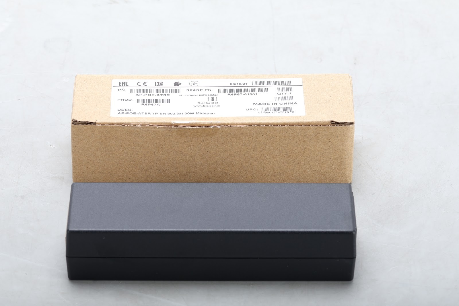 Aruba AP-POE-ATSR 1-Port Smart Rate 802.3at 30W Midspan - New Open Box