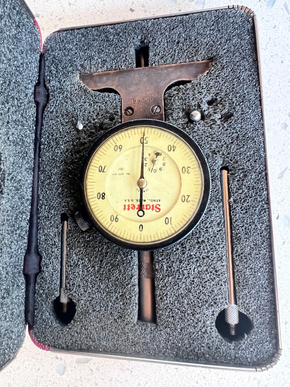 STARRETT Dial Depth Gauge: 0 in to 3 in  Solid-Plunger Dp Gauge, Inch, 0.001 in