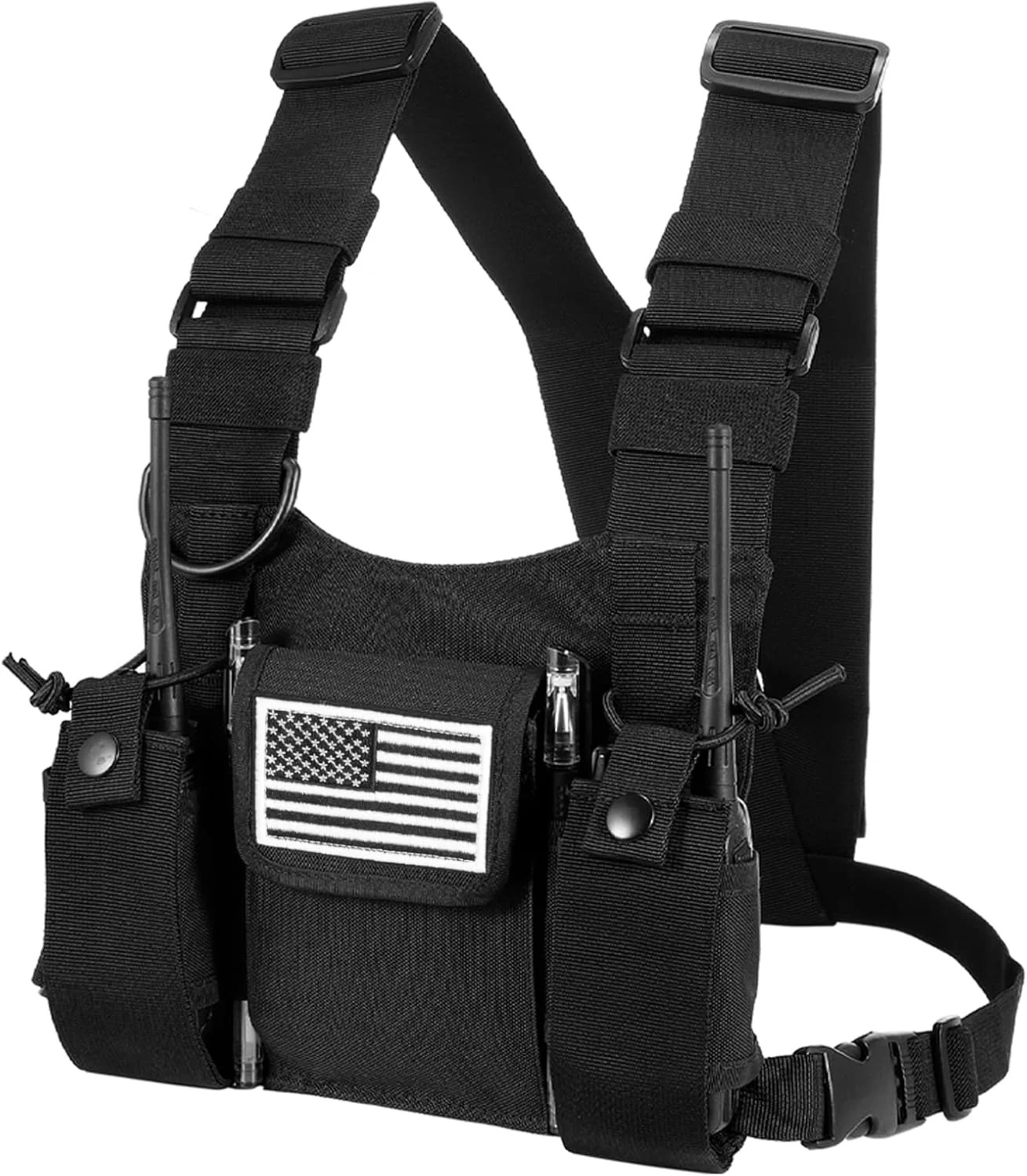 Radio Chest Harness Chest Front Pack Pouch Holster Vest Rig for Two Way Radio Wa