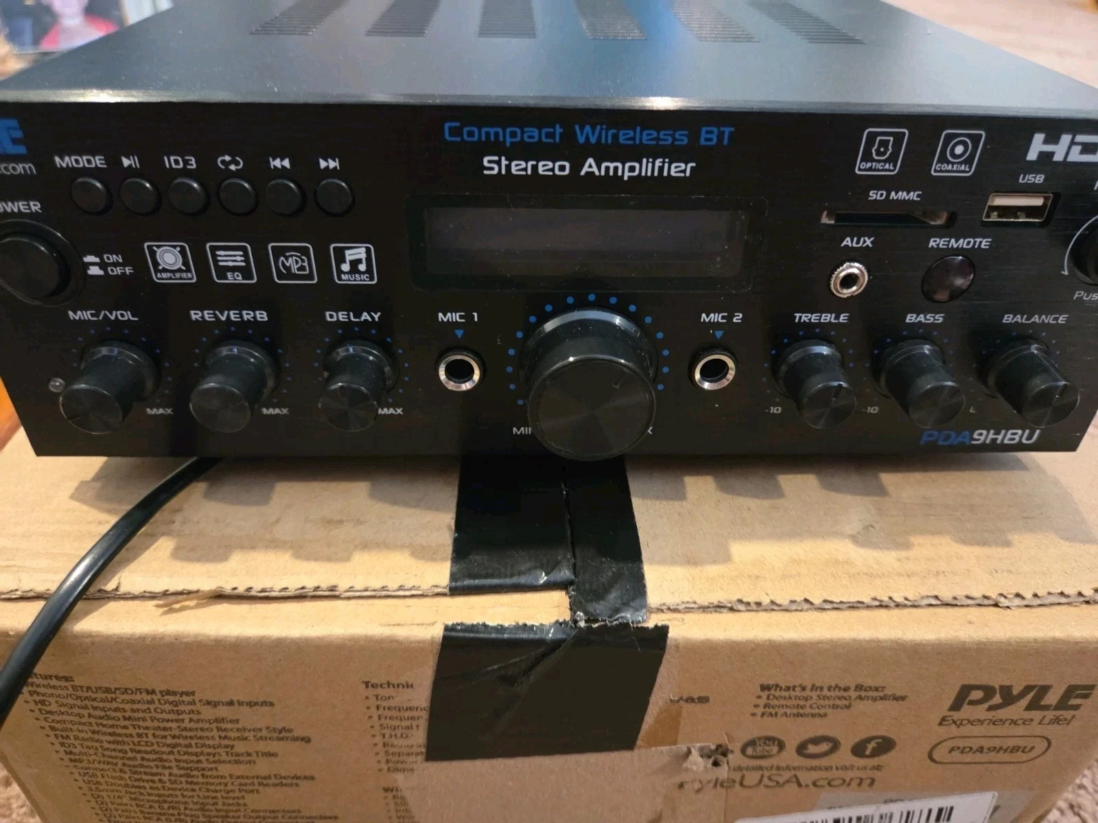 Pyle Wireless Bluetooth Home Stereo Amplifier - Multi-Channel 200W PDA9HBU