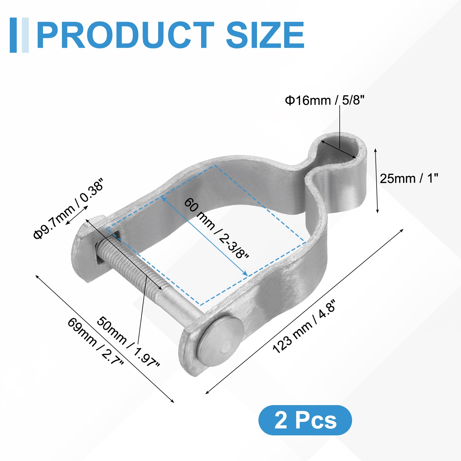 2Pcs Chain Link Fence Gate Post Hinge Female Hinge for 2-3/8" OD Post