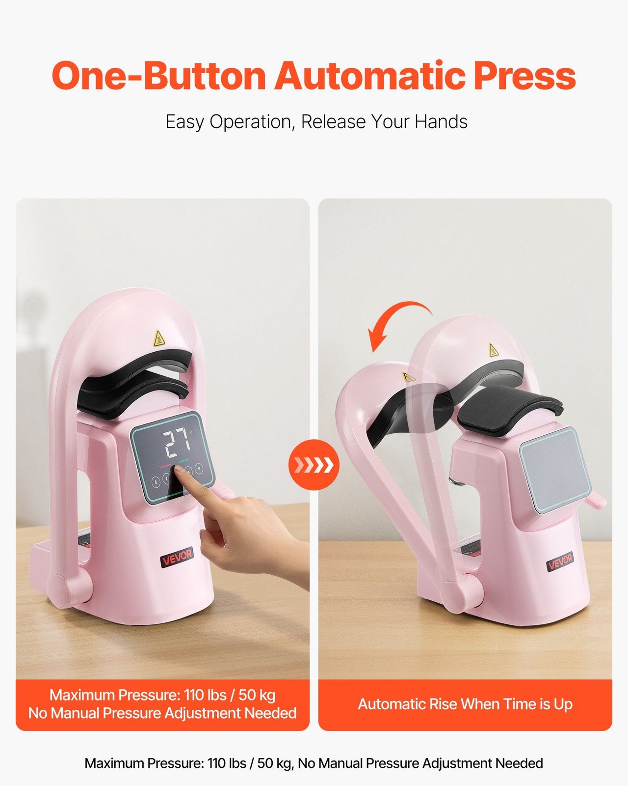 Touchscreen Hat Heat Press Pink - Auto Machine w/2 Interchangeable Platens