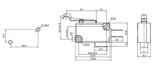 SPDT Snap-Action Standard Micro Switch with Offset Lever