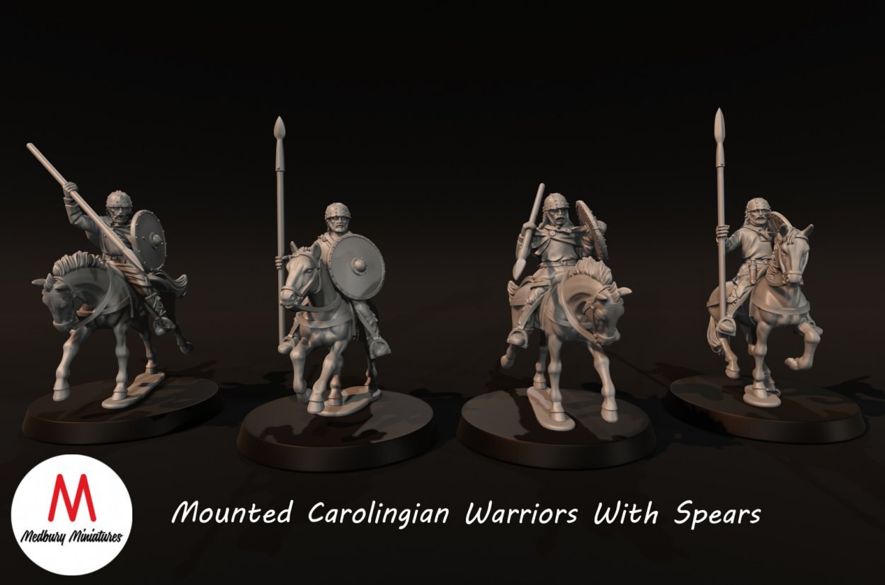Medieval - Mounted Carolingian Warriors With Spears