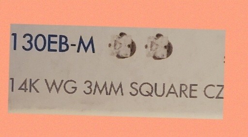 Inverness Safe Gentle.ear Peircing 130eb-m Square Cz Prong Set