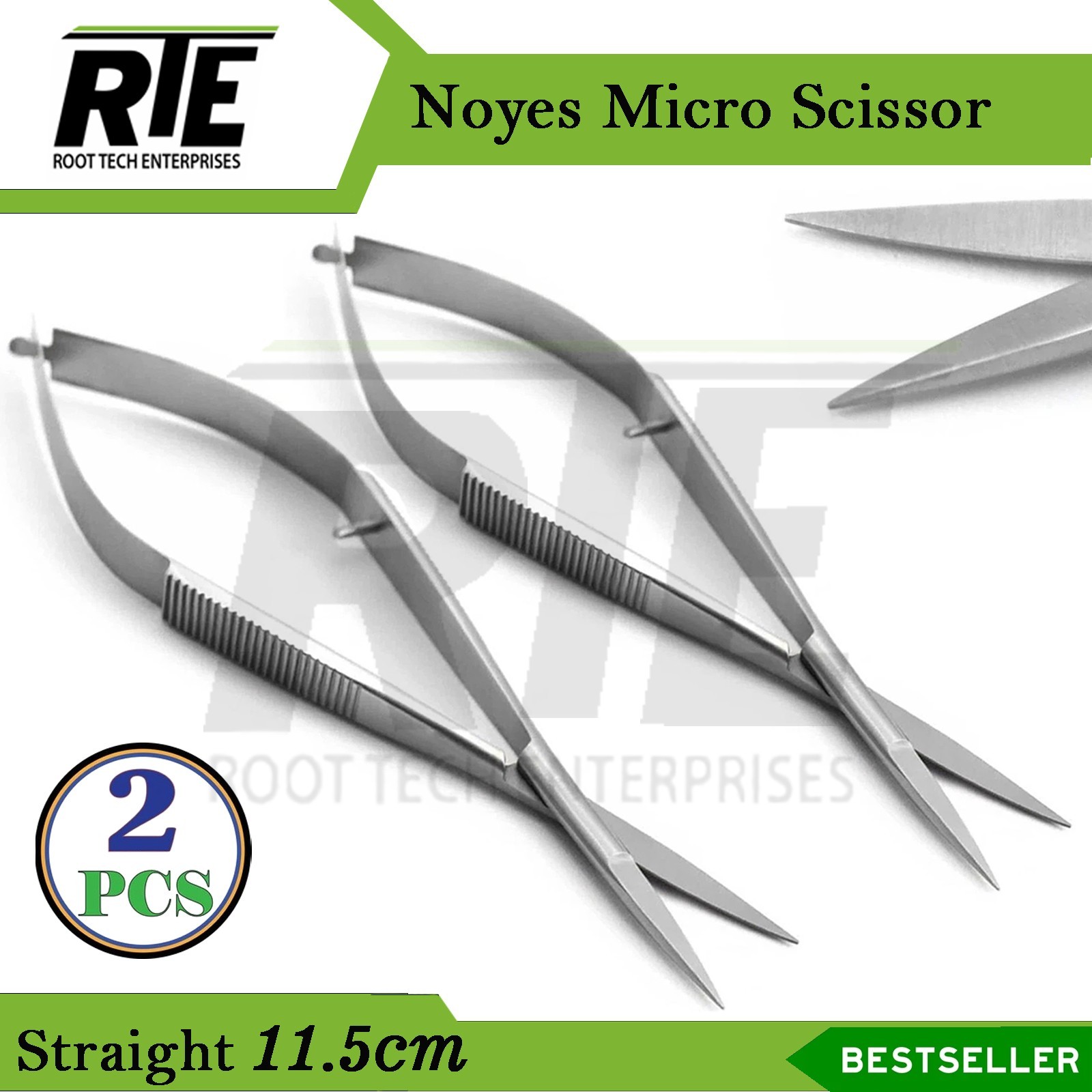 2 Pc Noyes Scissors 4.5" Straight Ophthalmic Surgical Precision Instruments