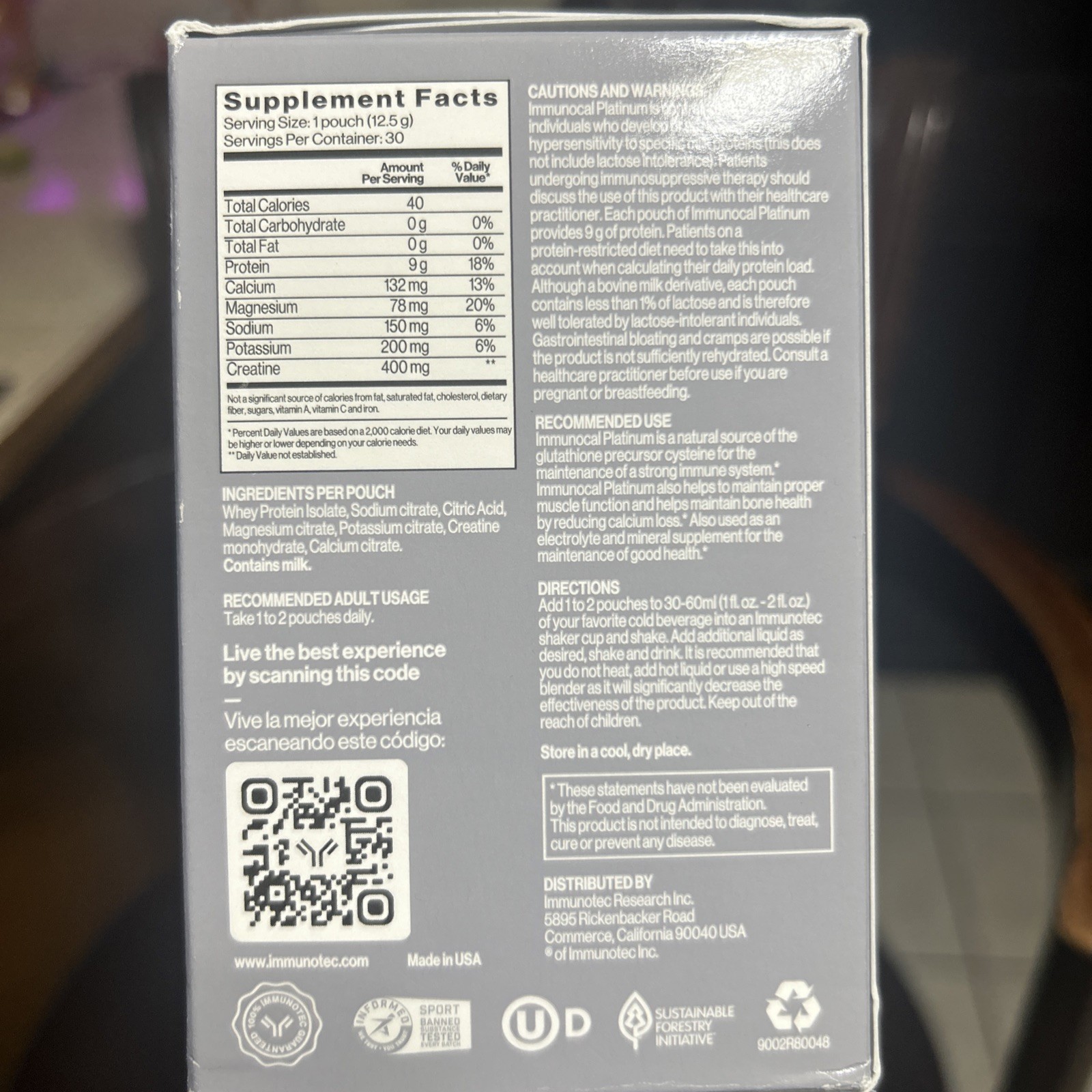 Immunocal Platinum Silver EXP Dec 05/2027