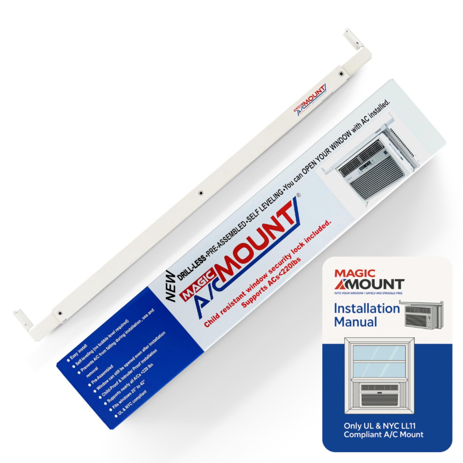 MAGIC A/C MOUNT Window AC Bracket Adjustable Fit 25"-42" Holds up to 220lbs