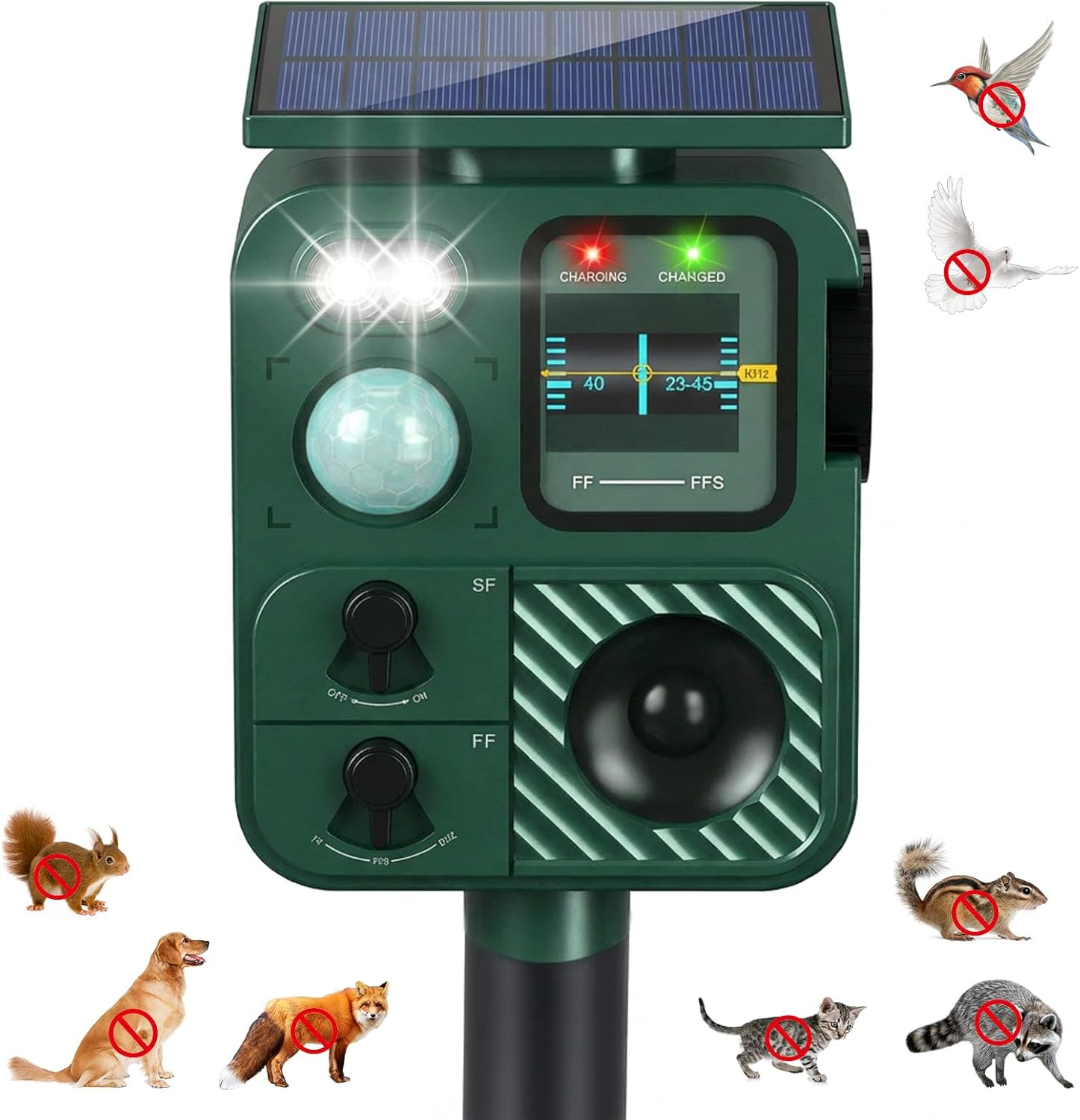 2026 Solar Ultrasonic Bird Repellent Outdoor Woodpecker Deterrent for House Pige