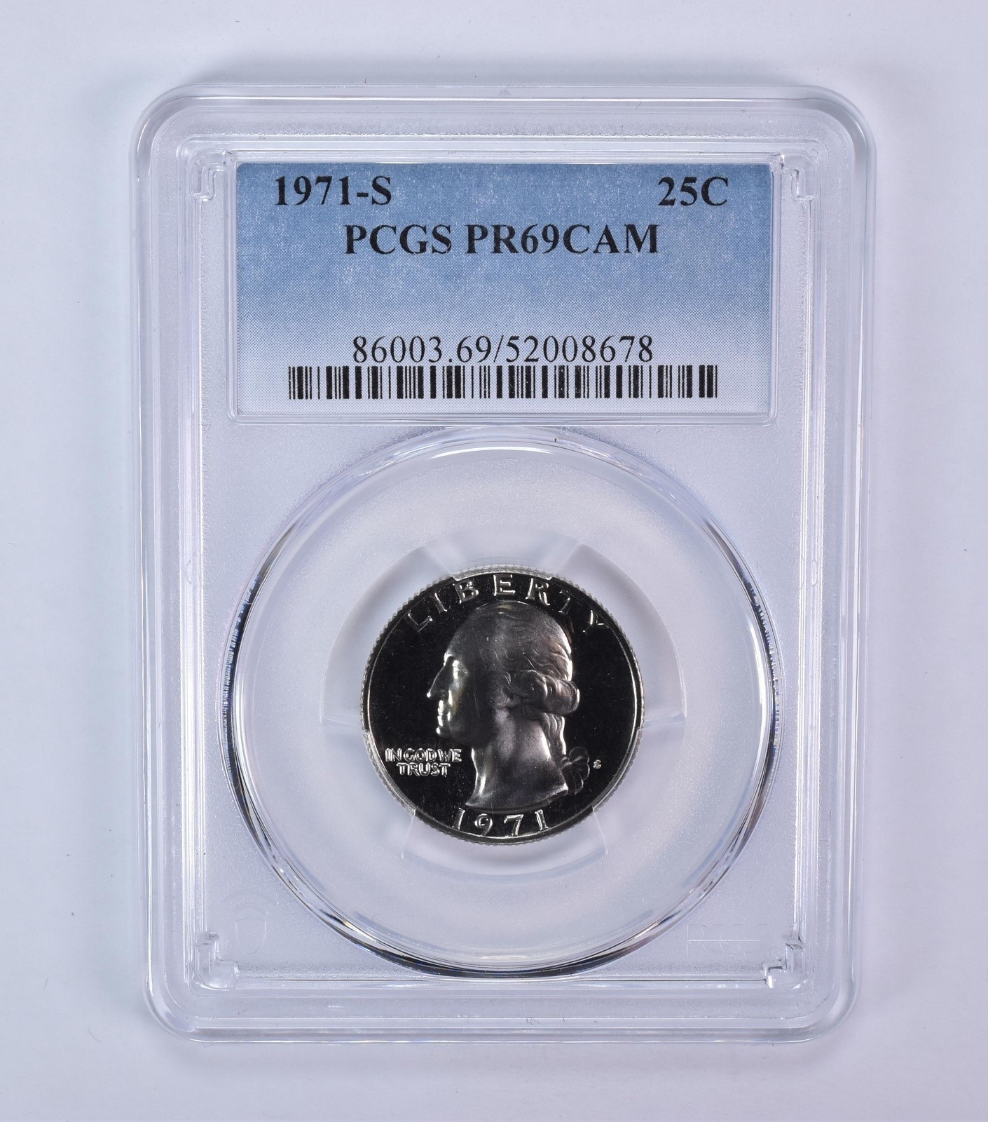1971-S Washington Quarter PR69 CAM PCGS Blue Label