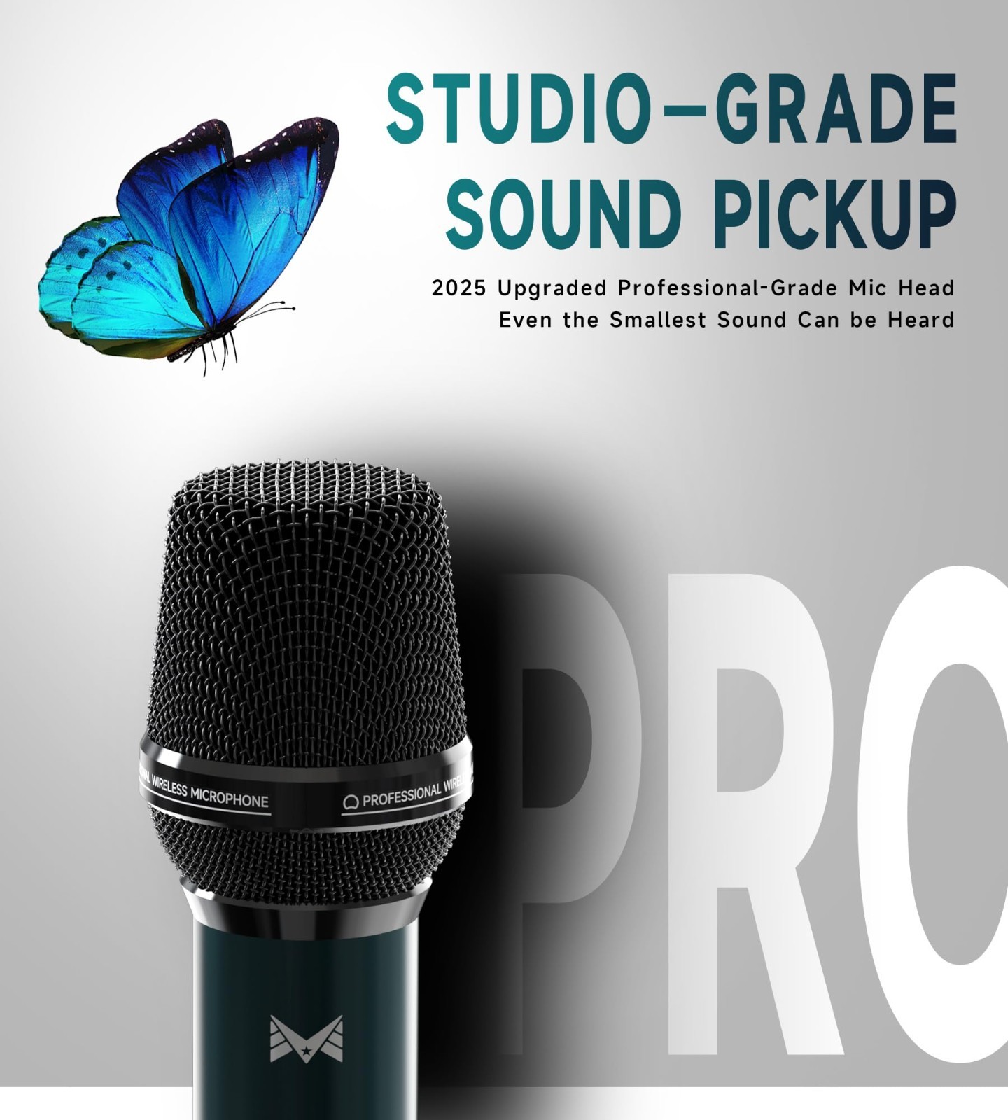 Dynamic Wireless Microphone Set, Rechargeable 40H Battery, 200FT Range, Volume C