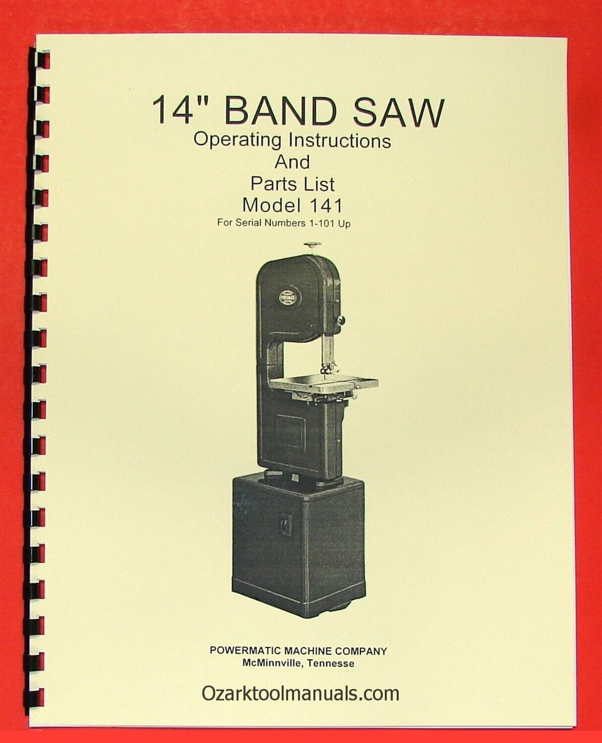 POWERMATIC 141 14" Band Saw Owner Operating Parts Manual 0515