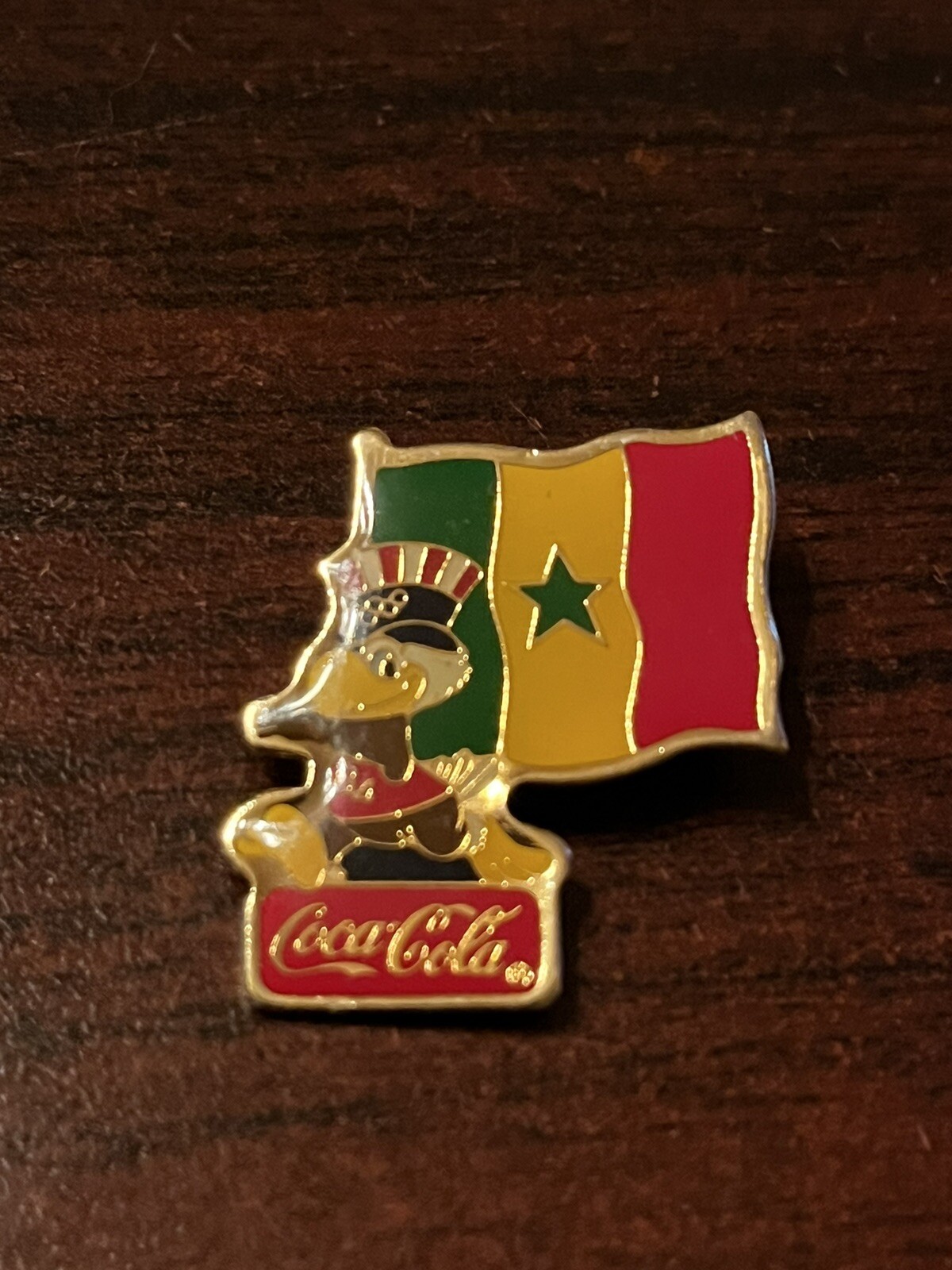 Vintage 1984 Los Angeles Olympics Coca Cola Sam Eagle Senegal Flag Lapel Pin