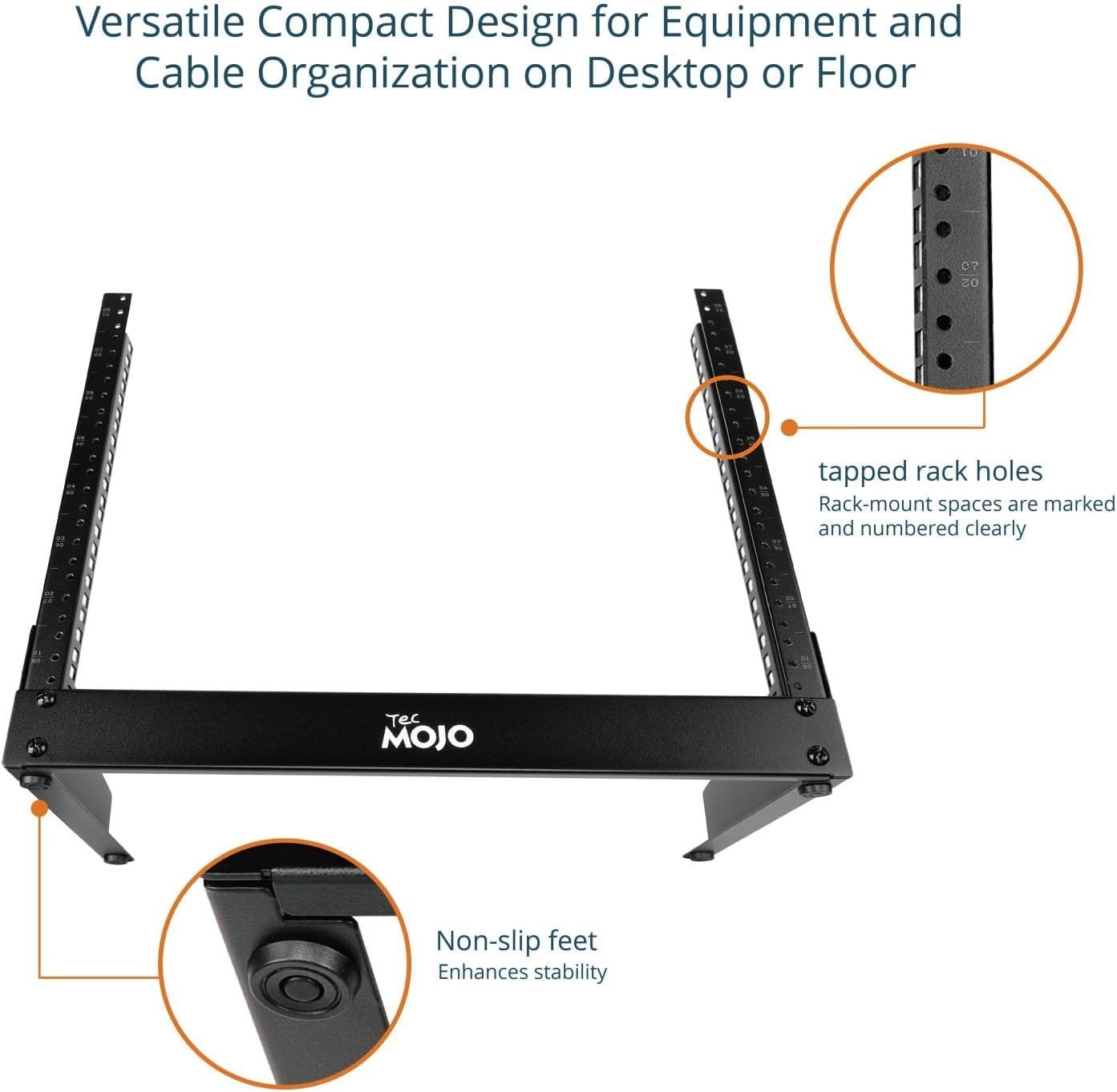 2 Post 8U Desktop Sever Rack Small Open Frame Rack for 19 inch AV/Data/Audio/...