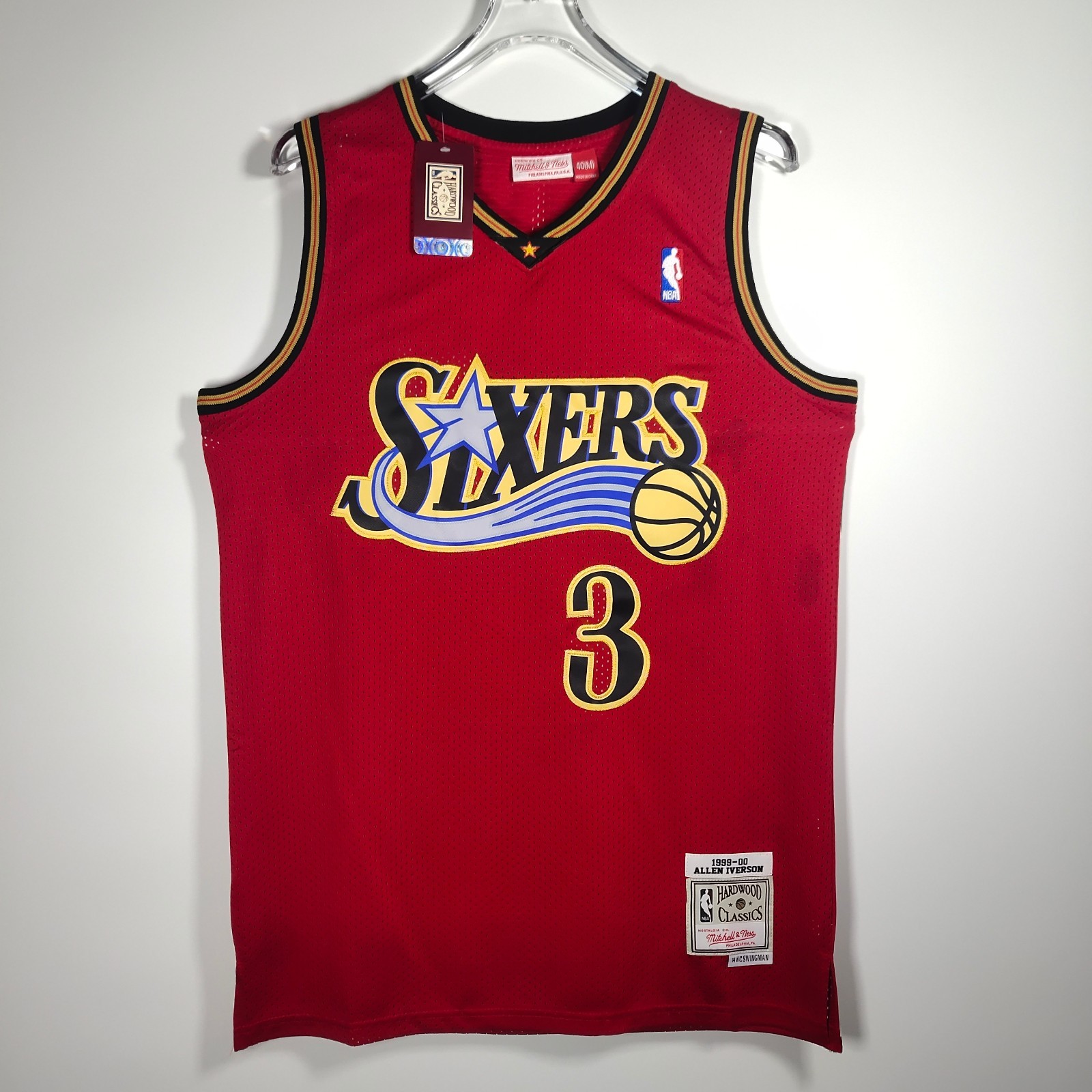 Allen Iverson #3 Retro Red Embroidered Jersey S-2XL